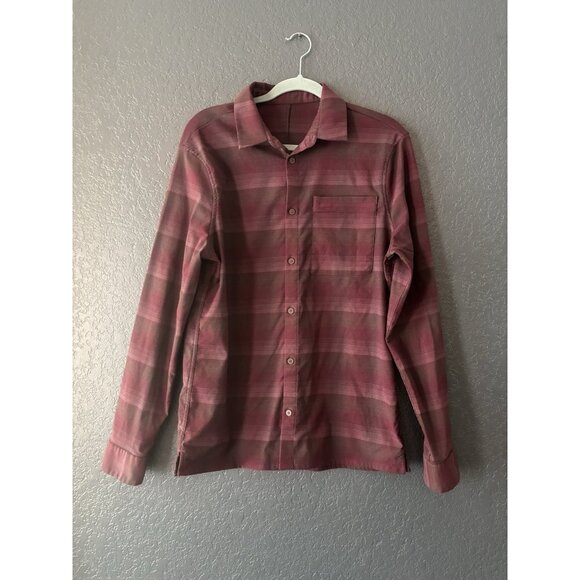 Maroon Burgundy Lululemon Button Down Long Sleeve Men’s Sz Large - Picture 1 of 7